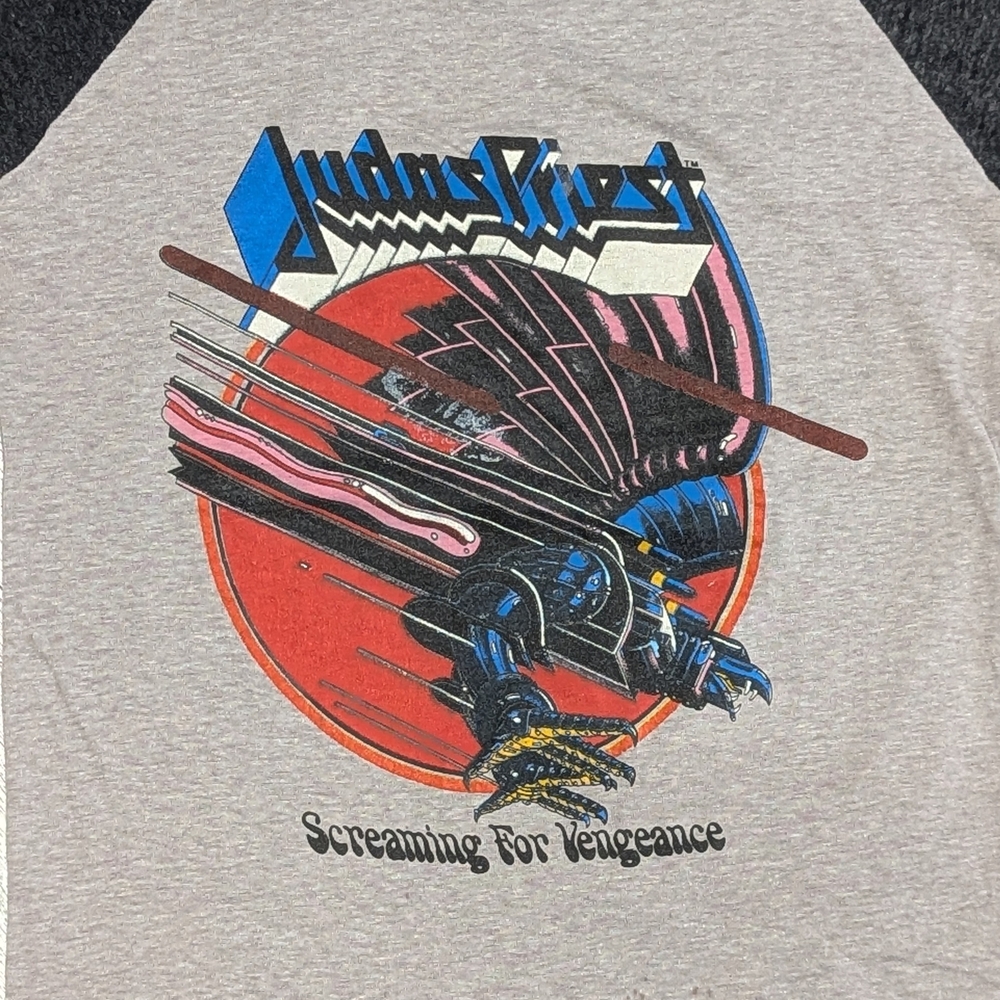 Vintage 80s Judas Priest Screaming Vengeance Tour Raglan Shirt - Picture 2 of 6